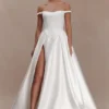 Willow off-shoulder satijnen maxi-jurk – Wit Willow off-shoulder satijnen maxi-jurk – Wit