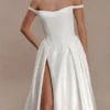Willow off-shoulder satijnen maxi-jurk – Wit Willow off-shoulder satijnen maxi-jurk – Wit