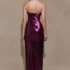 Winston strapless maxi-jurk met pailletten – Pruim Winston strapless maxi-jurk met pailletten – Pruim