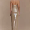 Winston strapless maxi-jurk met pailletten – taupe