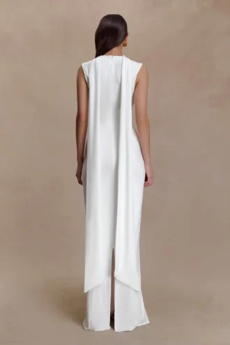 Wisteria Slinky maxi-jurk met sjaal – Wit