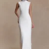 Wisteria Slinky maxi-jurk met sjaal – Wit