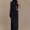 Wisteria Slinky maxi-jurk met sjaal – Zwart Wisteria Slinky maxi-jurk met sjaal – Zwart