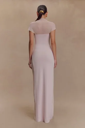 Wyatt slinky en mesh maxi-jurk – lichtroze