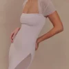 Wyatt slinky en mesh maxi-jurk – lichtroze Wyatt slinky en mesh maxi-jurk – lichtroze