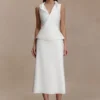 Yanina katoenen halter midi-jurk – wit