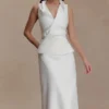 Yanina katoenen halter midi-jurk – wit