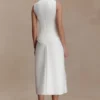 Yanina katoenen halter midi-jurk – wit