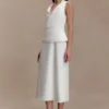 Yanina katoenen halter midi-jurk – wit