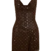Zahra Diamante Cowl-minijurk – Chocolate Zahra Diamante Cowl-minijurk – Chocolate