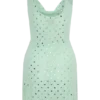 Zahra Diamante mini-jurk met cowl-hals – Mint