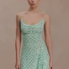 Zahra Diamante mini-jurk met cowl-hals – Mint