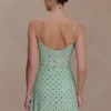 Zahra Diamante mini-jurk met cowl-hals – Mint
