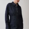 Zarah Denim mini-jurk met lange mouwen – Indigo met krijtstreep Zarah Denim mini-jurk met lange mouwen – Indigo met krijtstreep