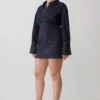 Zarah Denim mini-jurk met lange mouwen – Indigo met krijtstreep Zarah Denim mini-jurk met lange mouwen – Indigo met krijtstreep