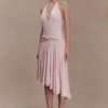 Zelda asymmetrische slinky midi-jurk – balletroze Zelda asymmetrische slinky midi-jurk – balletroze