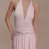 Zelda asymmetrische slinky midi-jurk – balletroze Zelda asymmetrische slinky midi-jurk – balletroze