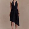Zelda asymmetrische slinky midi-jurk – zwart Zelda asymmetrische slinky midi-jurk – zwart