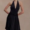 Zelda asymmetrische slinky midi-jurk – zwart Zelda asymmetrische slinky midi-jurk – zwart