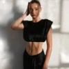 Zendaya zijden crop top – Zwart Zendaya zijden crop top – Zwart