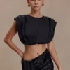 Zendaya zijden crop top – Zwart Zendaya zijden crop top – Zwart