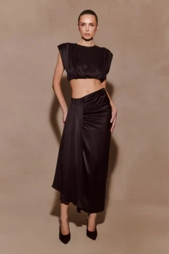 Zendaya zijden midirok – Zwart