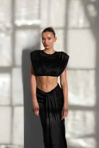 Zendaya zijden midirok – Zwart