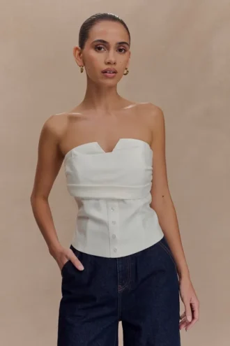 Zillah strapless katoenen top – wit